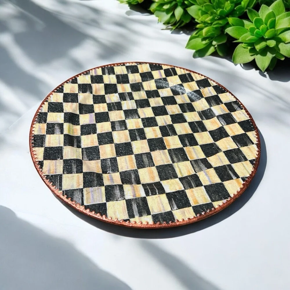 Checkered Black and Yellow Charger Mackenzie Child Inspired 4 Chargers $110.00 - Picture 2 of 4